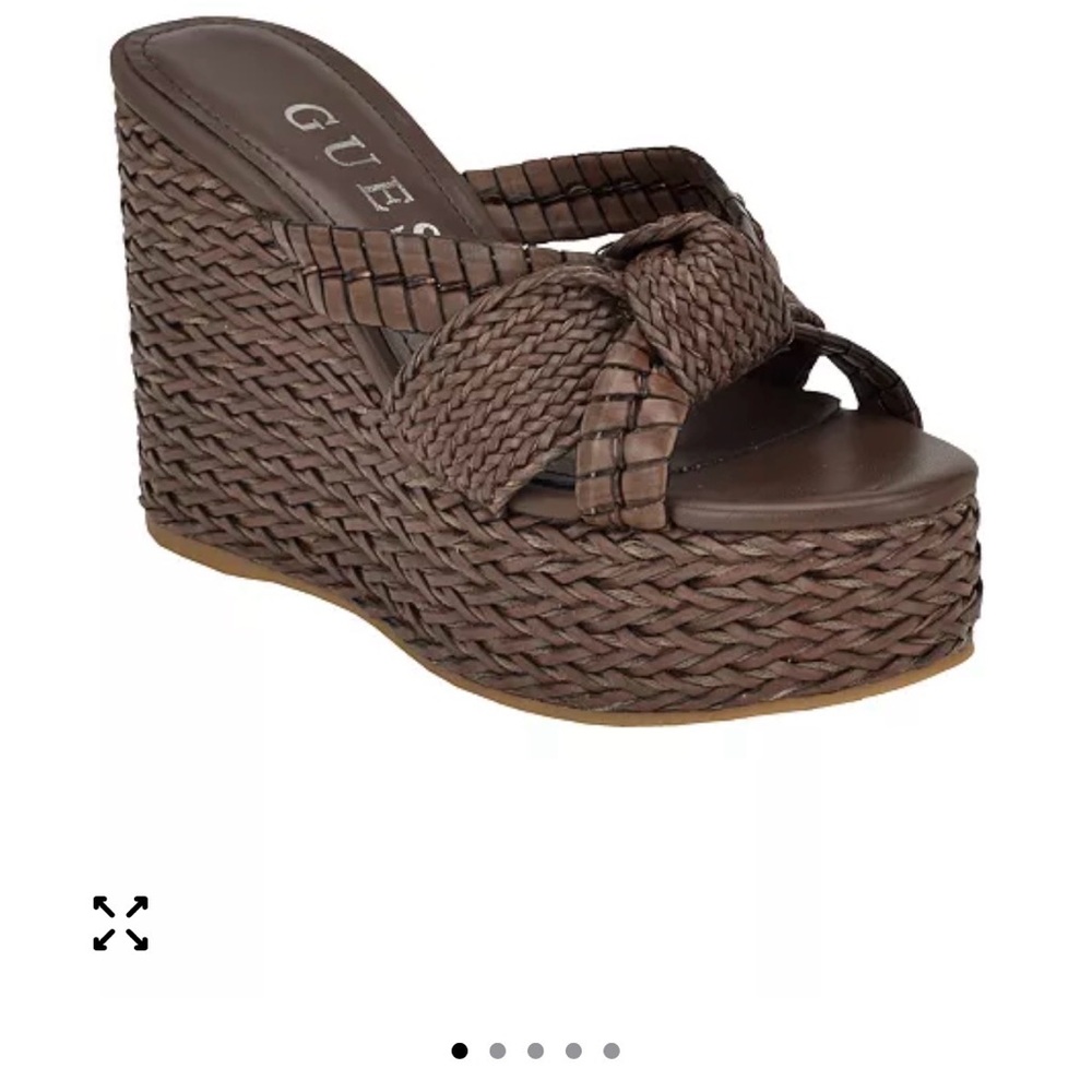 Guess Brown Woven Knot Platform Wedge Sandals Size 5